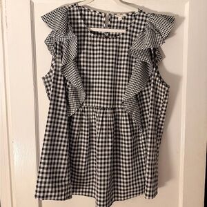 Chic Soul Black and White Gingham Blouse